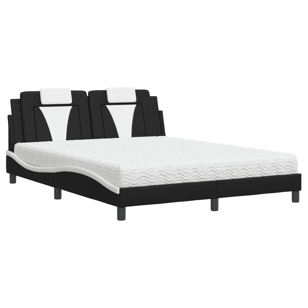 Bett Viana mit Matratze 160x200 cm Kunstleder Schwarz/Weiß