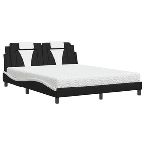 Bett Viana mit Matratze 160x200 cm Kunstleder Schwarz/Weiß