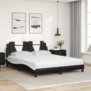 Bett Viana mit Matratze 160x200 cm Kunstleder Schwarz/Weiß