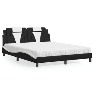 Bett Viana mit Matratze 160x200 cm Kunstleder Schwarz/Weiß