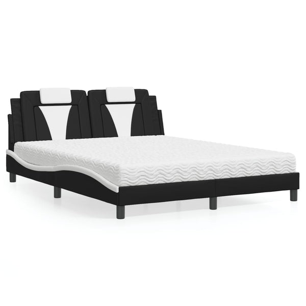 Bett Viana mit Matratze 160x200 cm Kunstleder Schwarz/Weiß