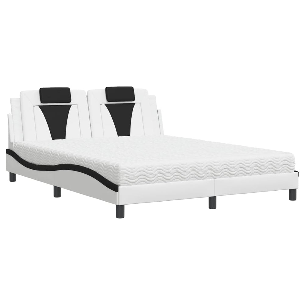 Bett Viana mit Matratze 160x200 cm Kunstleder Weiß/Schwarz