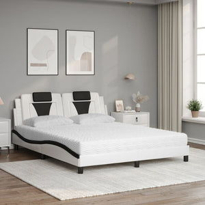 Bett Viana mit Matratze 160x200 cm Kunstleder Weiß/Schwarz