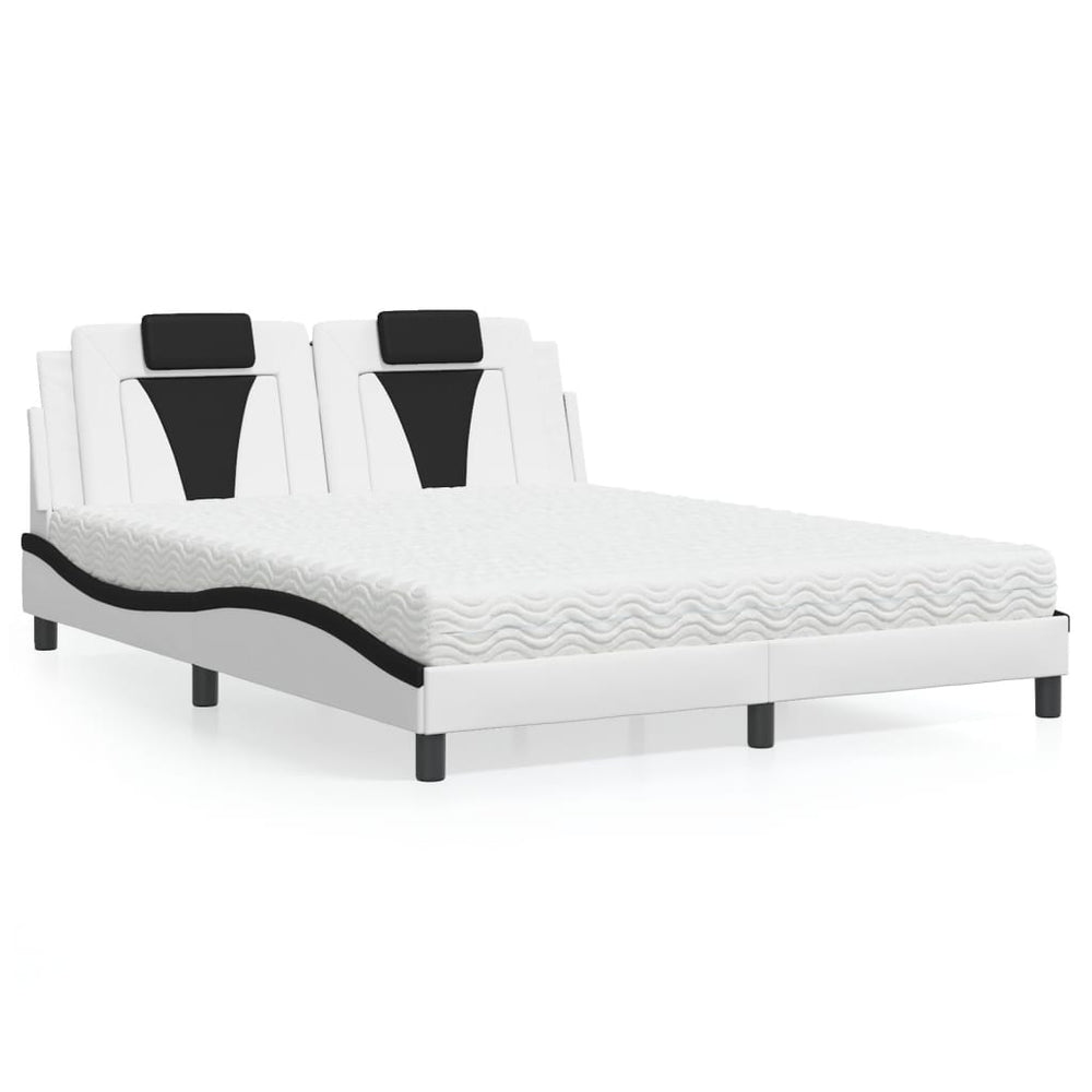 Bett Viana mit Matratze 160x200 cm Kunstleder Weiß/Schwarz