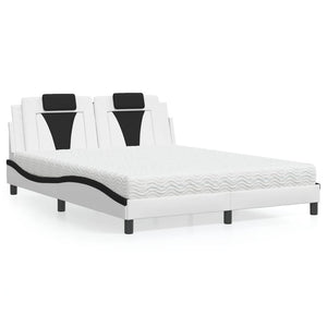 Bett Viana mit Matratze 160x200 cm Kunstleder Weiß/Schwarz