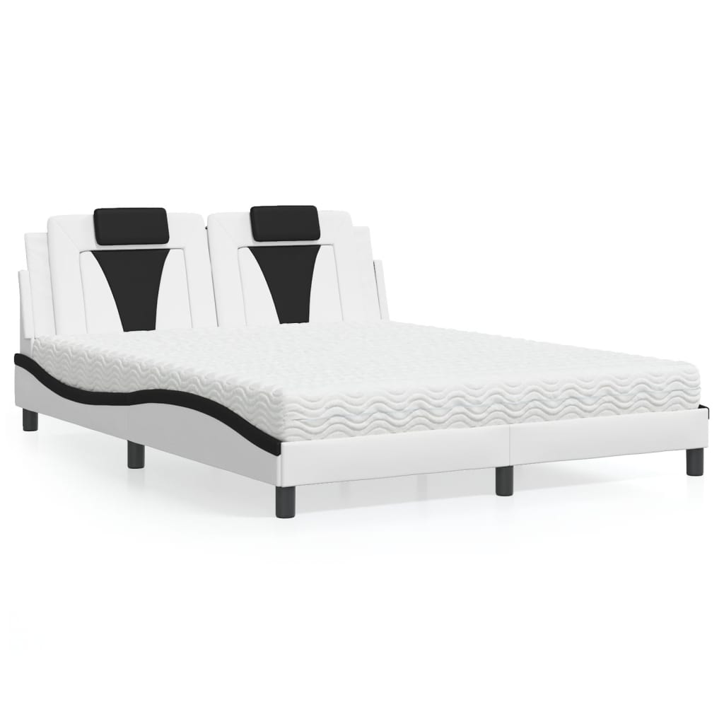 Bett Viana mit Matratze 160x200 cm Kunstleder Weiß/Schwarz
