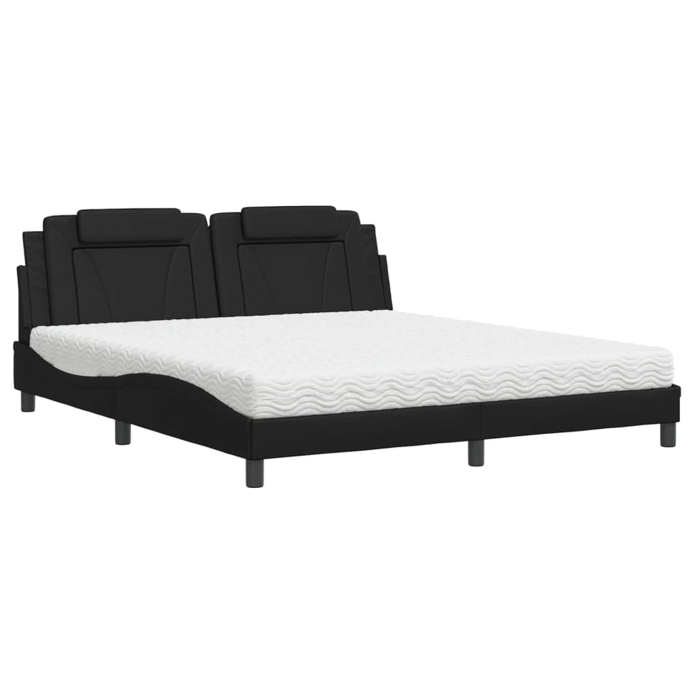 Bett Viana mit Matratze 180x200 cm Kunstleder Schwarz