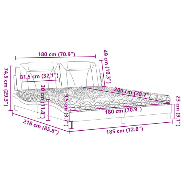 Bett Viana mit Matratze Grau 180x200 cm