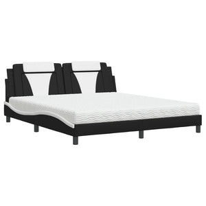 Bett Viana mit Matratze 180x200 cm Kunstleder Schwarz/Weiß