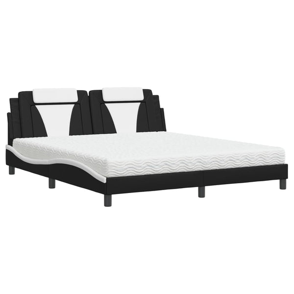 Bett Viana mit Matratze 180x200 cm Kunstleder Schwarz/Weiß