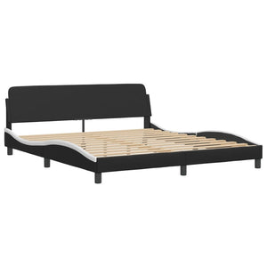 Bett Viana mit Matratze 180x200 cm Kunstleder Schwarz/Weiß