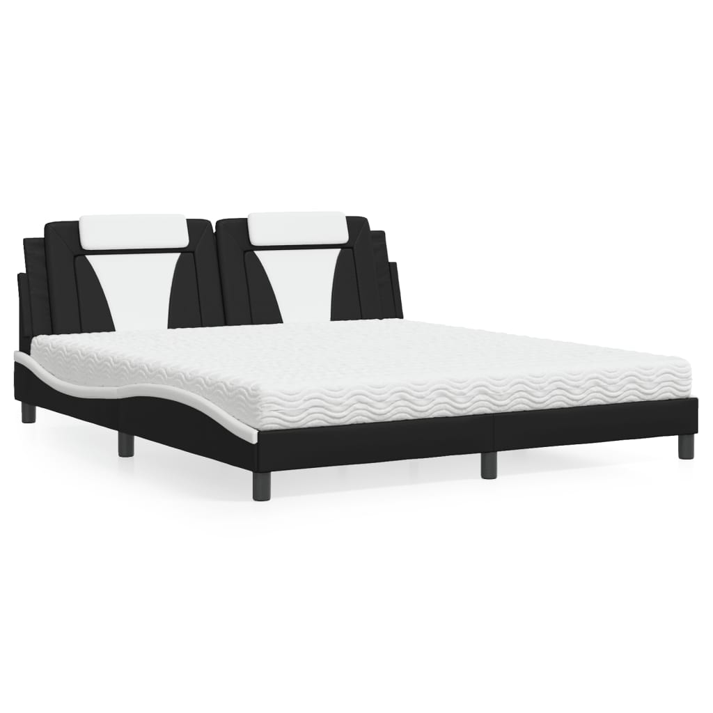 Bett Viana mit Matratze 180x200 cm Kunstleder Schwarz/Weiß