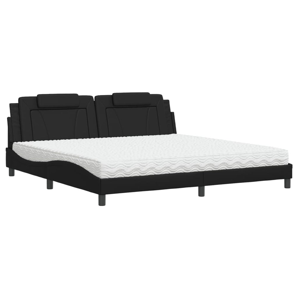Bett Viana mit Matratze 200x200 cm, Kunstleder Schwarz