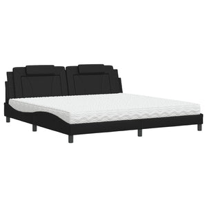 Bett Viana mit Matratze 200x200 cm, Kunstleder Schwarz