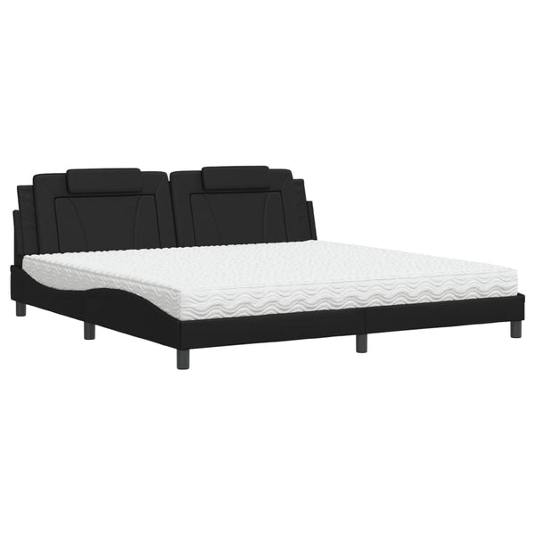 Bett Viana mit Matratze 200x200 cm, Kunstleder Schwarz