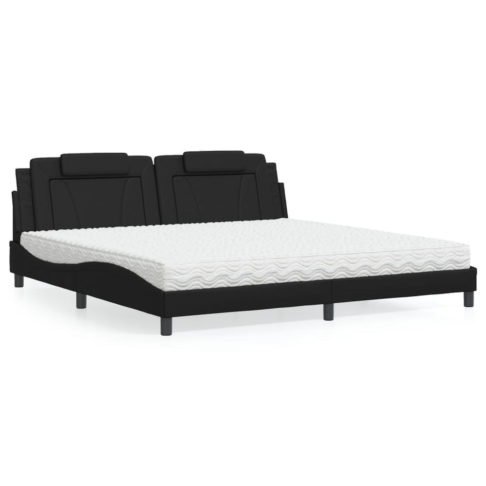 Bett Viana mit Matratze 200x200 cm, Kunstleder Schwarz