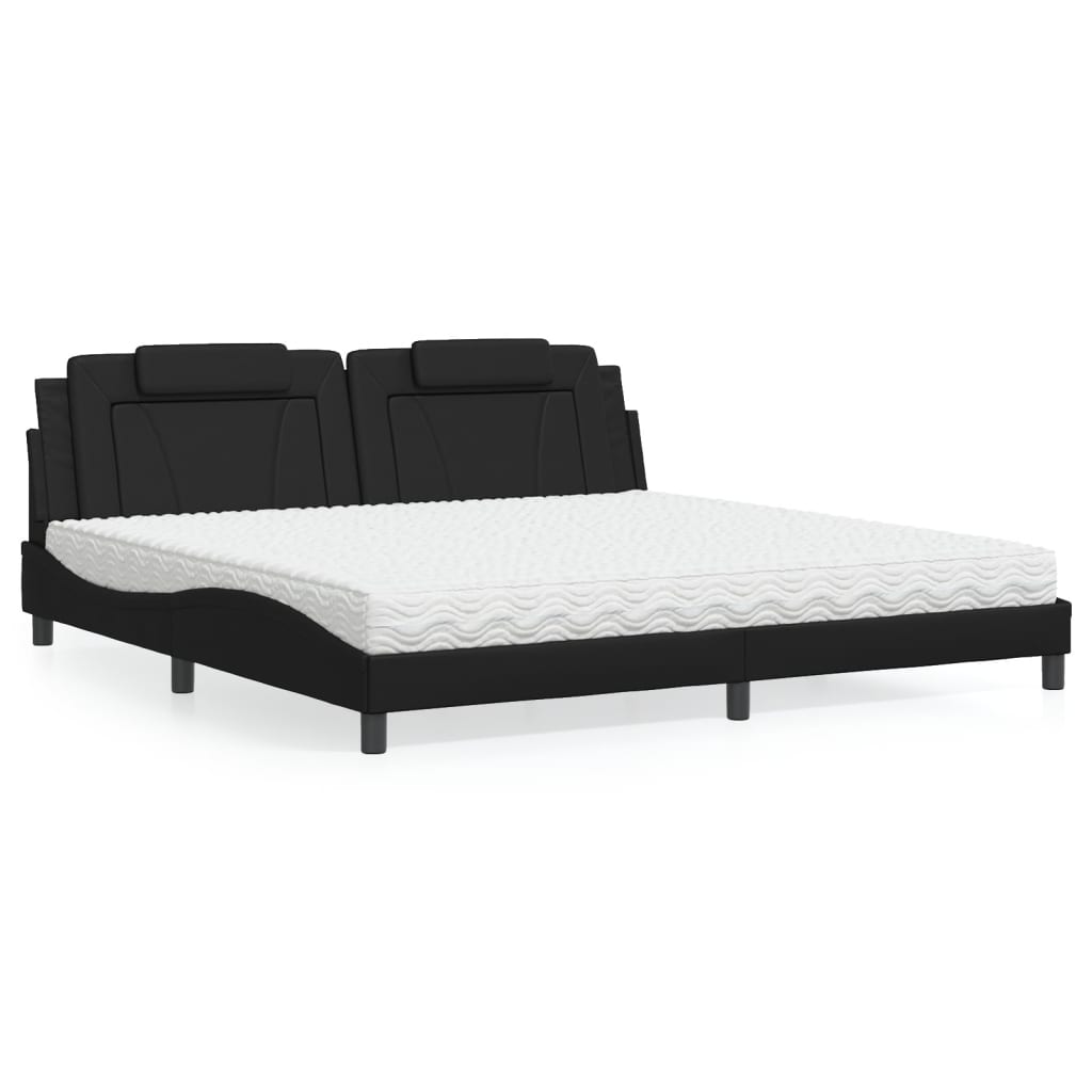Bett Viana mit Matratze 200x200 cm, Kunstleder Schwarz