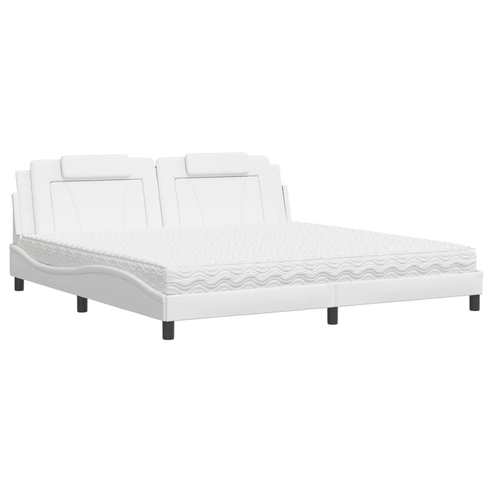 Bett Viana mit Matratze 200x200 cm Kunstleder Weiß