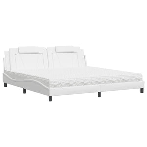 Bett Viana mit Matratze 200x200 cm Kunstleder Weiß