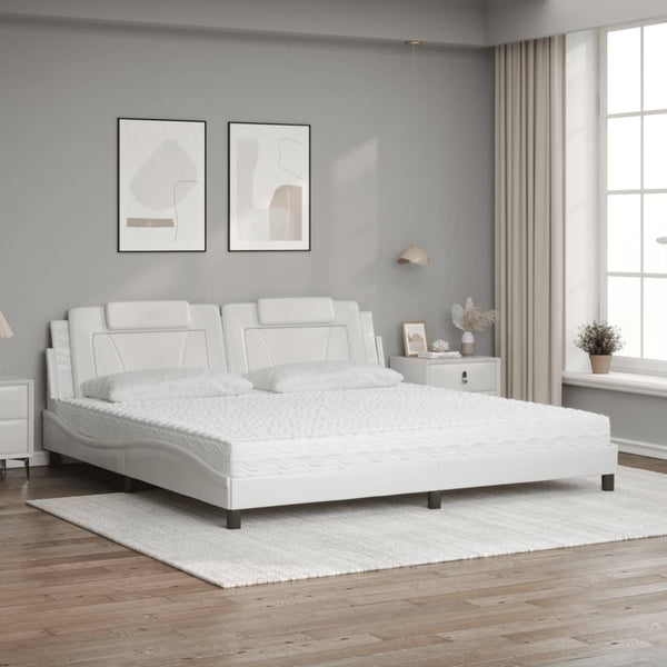 Bett Viana mit Matratze 200x200 cm Kunstleder Weiß