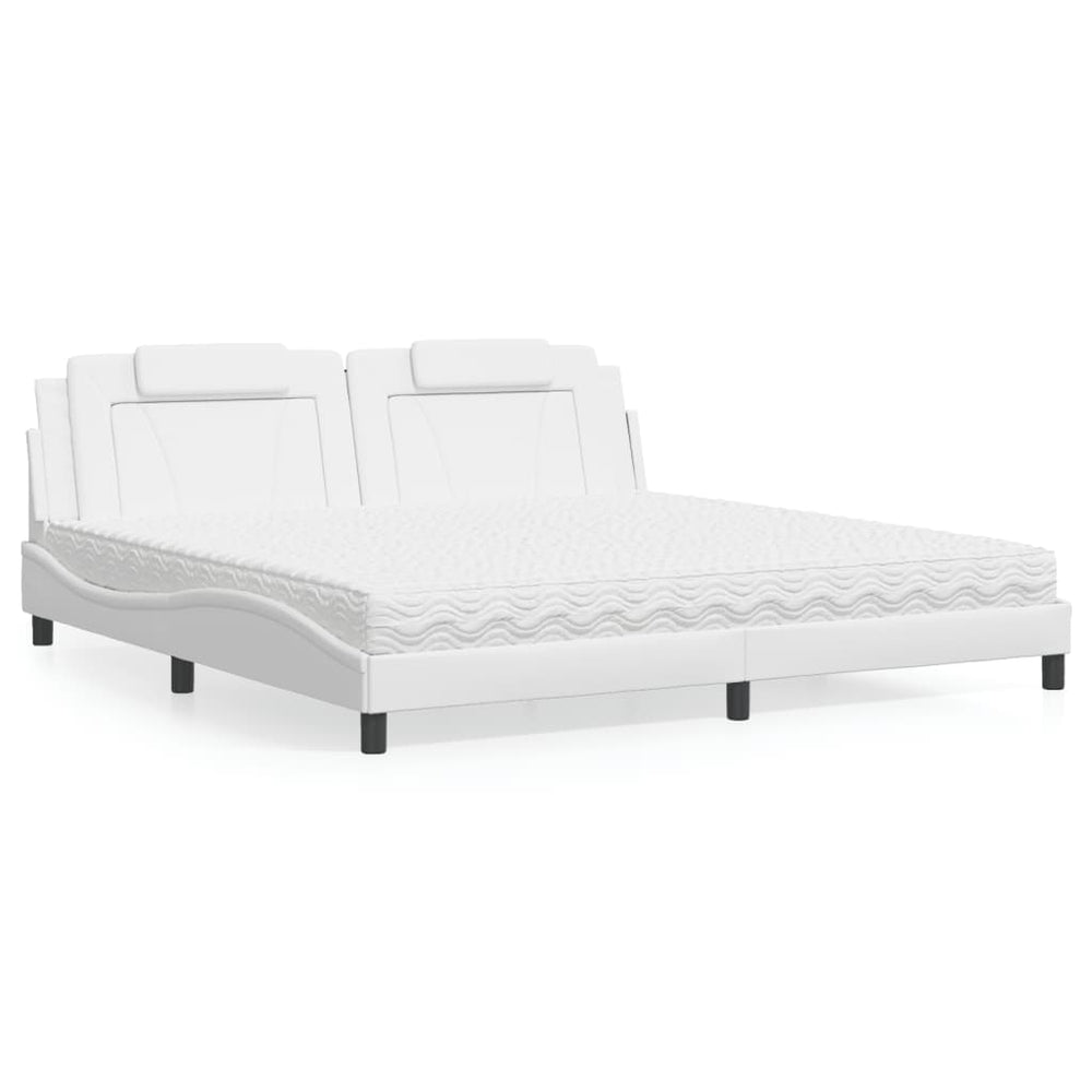 Bett Viana mit Matratze 200x200 cm Kunstleder Weiß