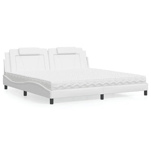 Bett Viana mit Matratze 200x200 cm Kunstleder Weiß