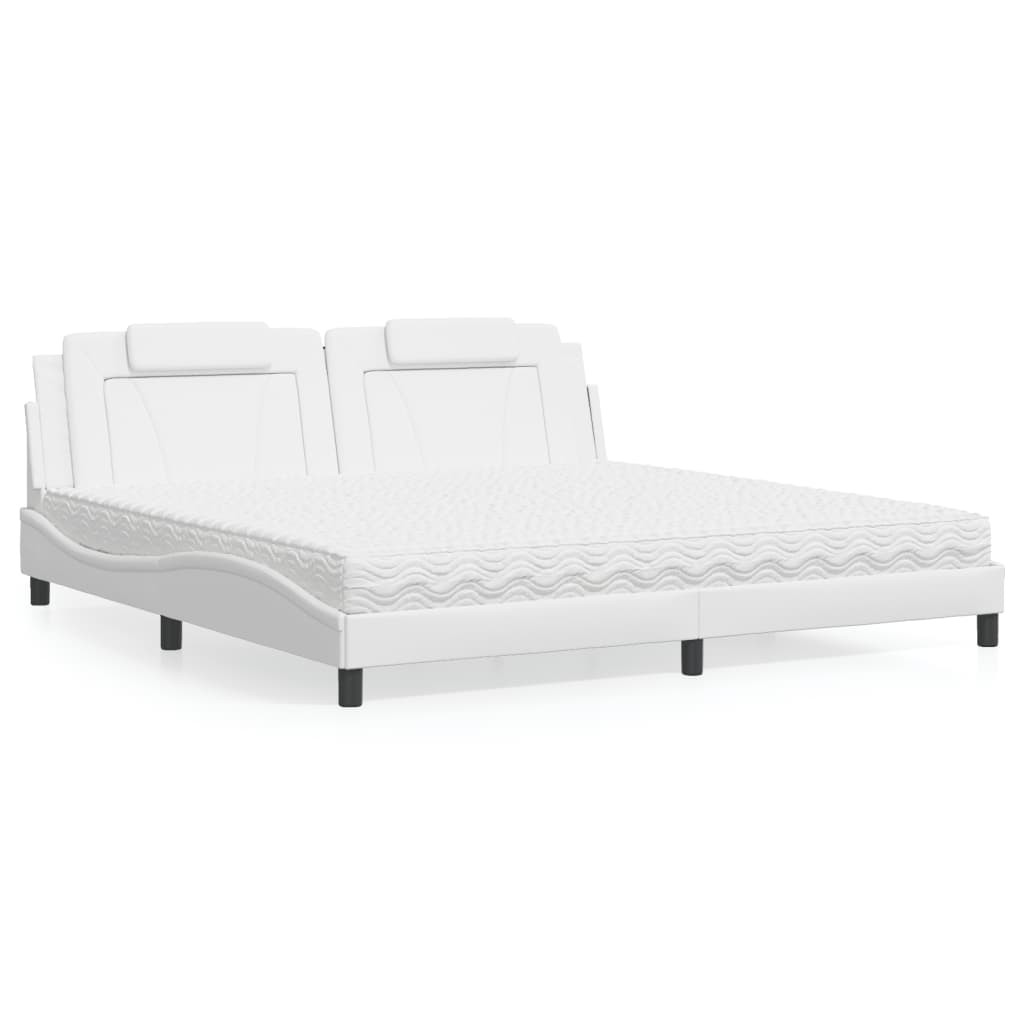 Bett Viana mit Matratze 200x200 cm Kunstleder Weiß