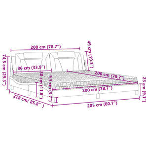 Bett Viana mit Matratze Grau 200x200 cm