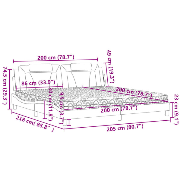 Bett Viana mit Matratze Grau 200x200 cm