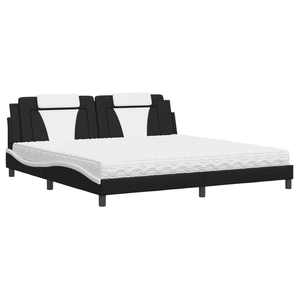 Bett Viana mit Matratze 200x200 cm Kunstleder Schwarz/Weiß