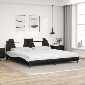 Bett Viana mit Matratze 200x200 cm Kunstleder Schwarz/Weiß