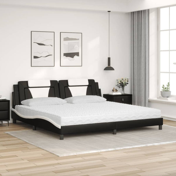 Bett Viana mit Matratze 200x200 cm Kunstleder Schwarz/Weiß