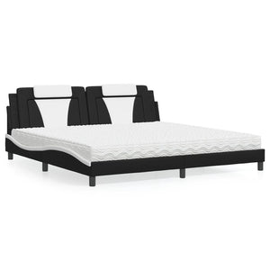 Bett Viana mit Matratze 200x200 cm Kunstleder Schwarz/Weiß