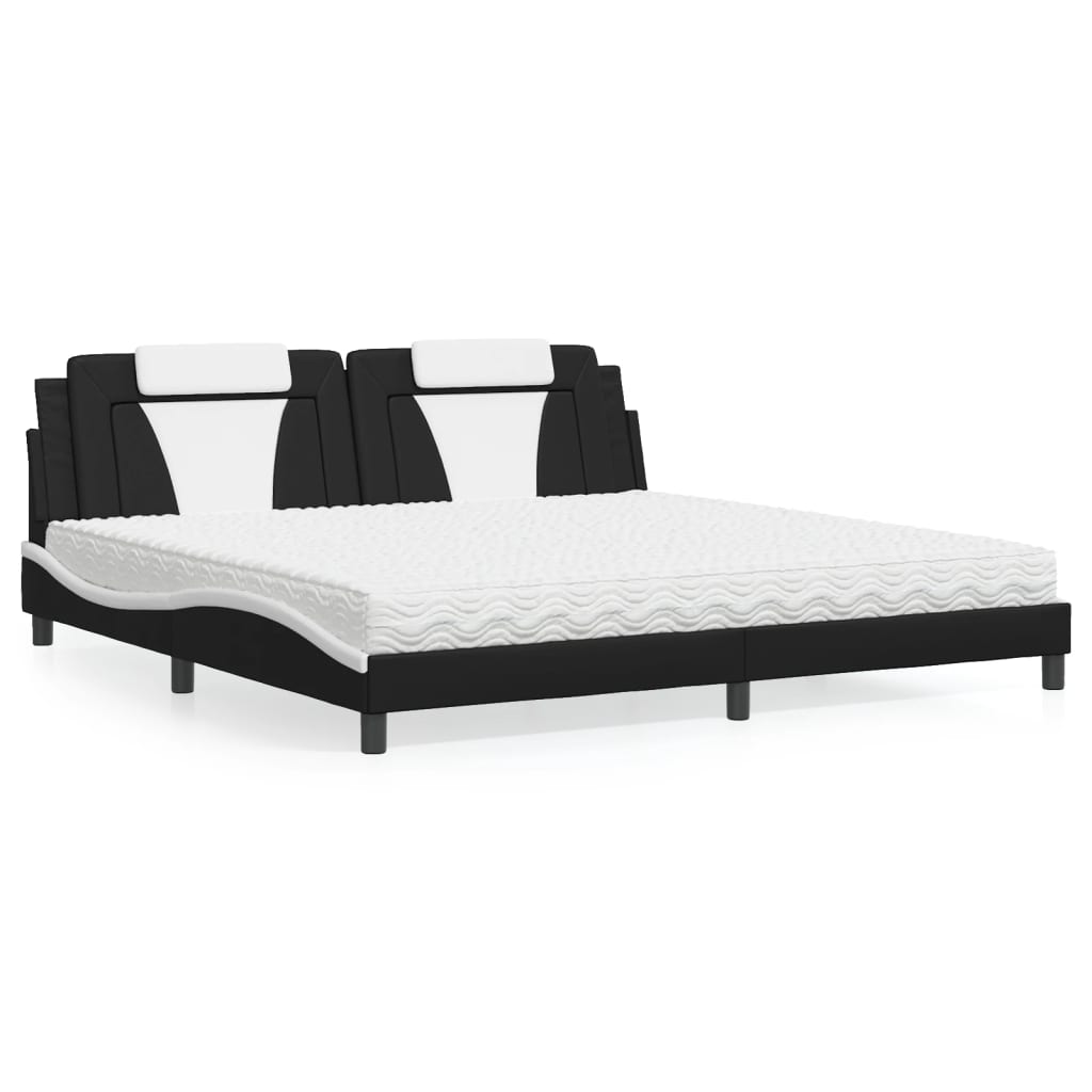 Bett Viana mit Matratze 200x200 cm Kunstleder Schwarz/Weiß