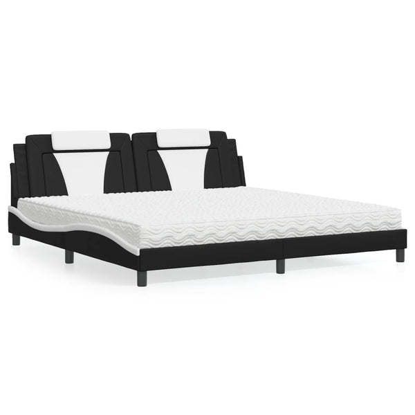 Bett Viana mit Matratze 200x200 cm Kunstleder Schwarz/Weiß