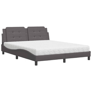 vidaXL Lit avec matelas "Zadar" Gris 160x200 cm Similicuir
