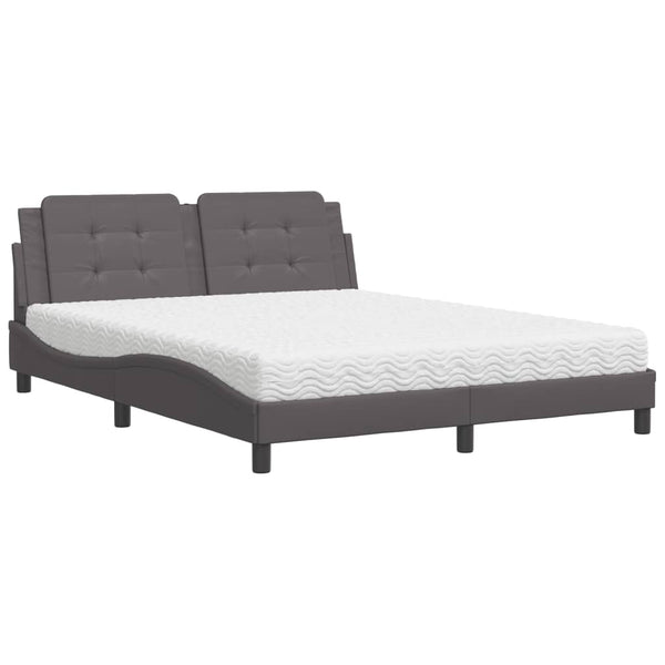 vidaXL Lit avec matelas "Zadar" Gris 160x200 cm Similicuir