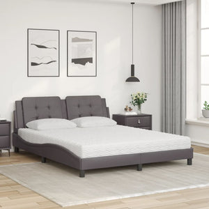 vidaXL Lit avec matelas "Zadar" Gris 160x200 cm Similicuir