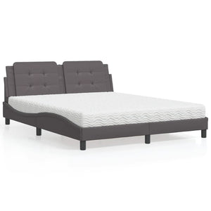 vidaXL Lit avec matelas "Zadar" Gris 160x200 cm Similicuir