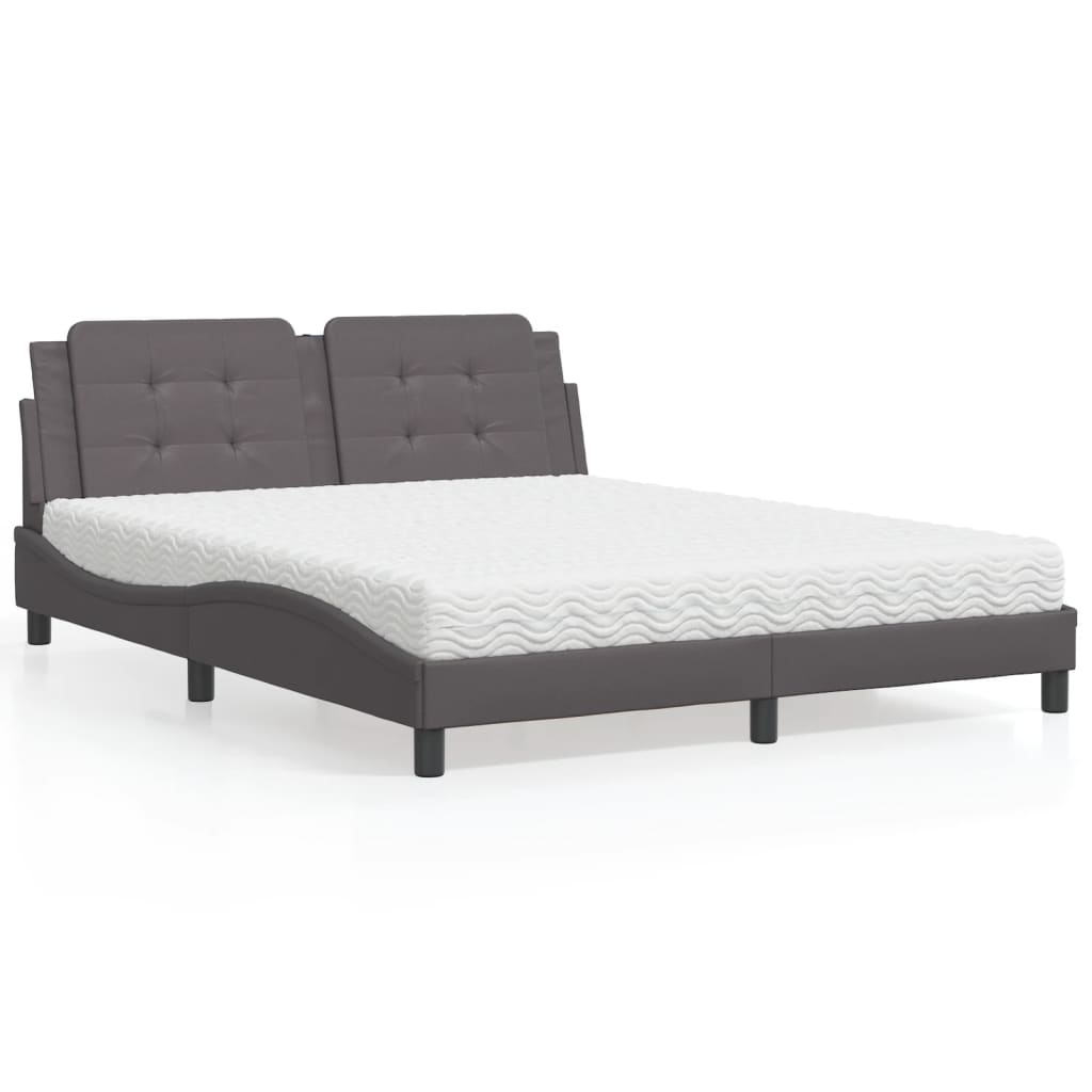 vidaXL Lit avec matelas "Zadar" Gris 160x200 cm Similicuir