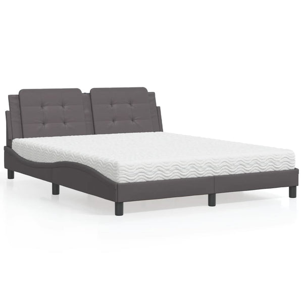 vidaXL Lit avec matelas "Zadar" Gris 160x200 cm Similicuir
