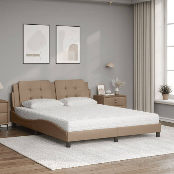 vidaXL Lit avec matelas « Zadar » Cappuccino-marron 160x200 cm Cuir artificiel