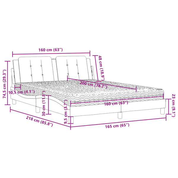 vidaXL Lit avec matelas « Zadar » Cappuccino-marron 160x200 cm Cuir artificiel