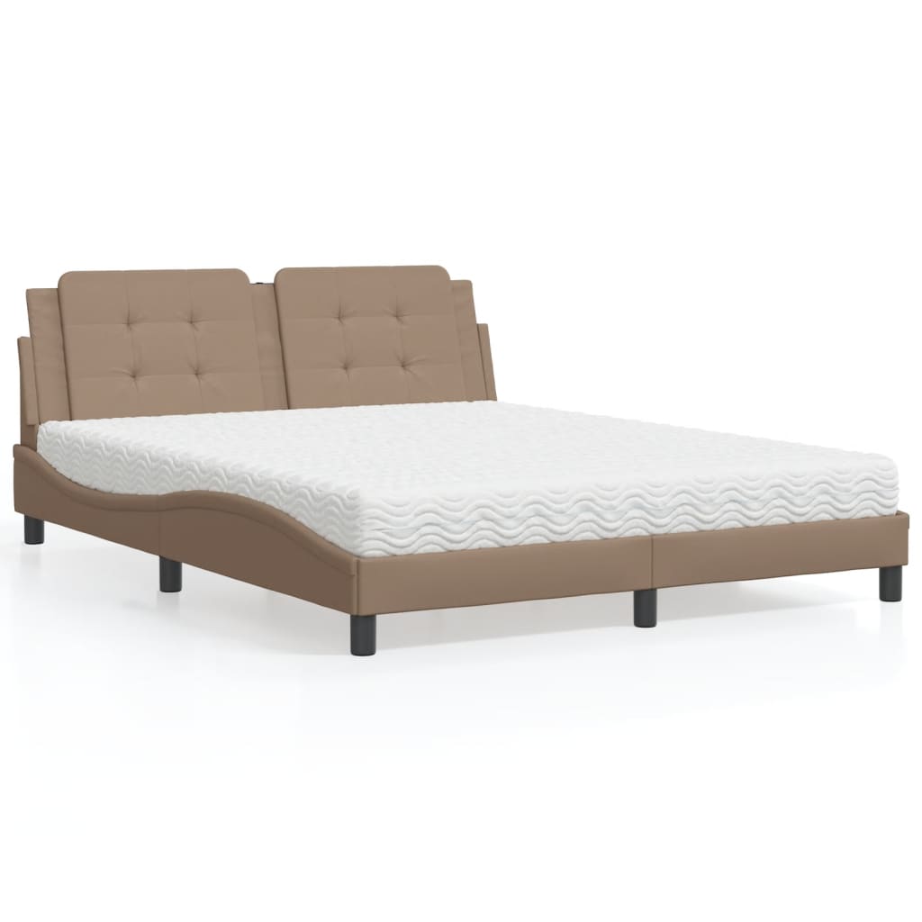 vidaXL Lit avec matelas « Zadar » Cappuccino-marron 160x200 cm Cuir artificiel