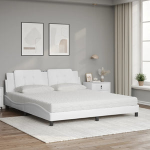 Bett mit Matratze Zadar, 180x200 cm, Weißes Kunstleder
