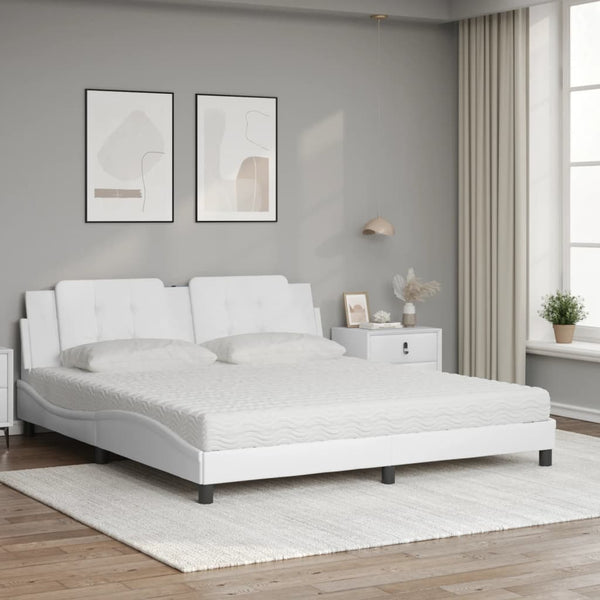 Bett mit Matratze Zadar, 180x200 cm, Weißes Kunstleder