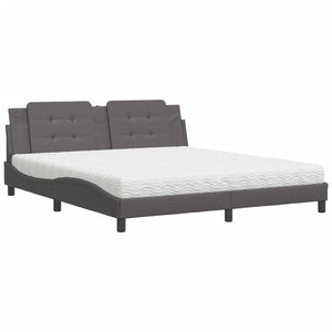 vidaXL Lit avec matelas "Zadar" Gris 180x200 cm Similicuir