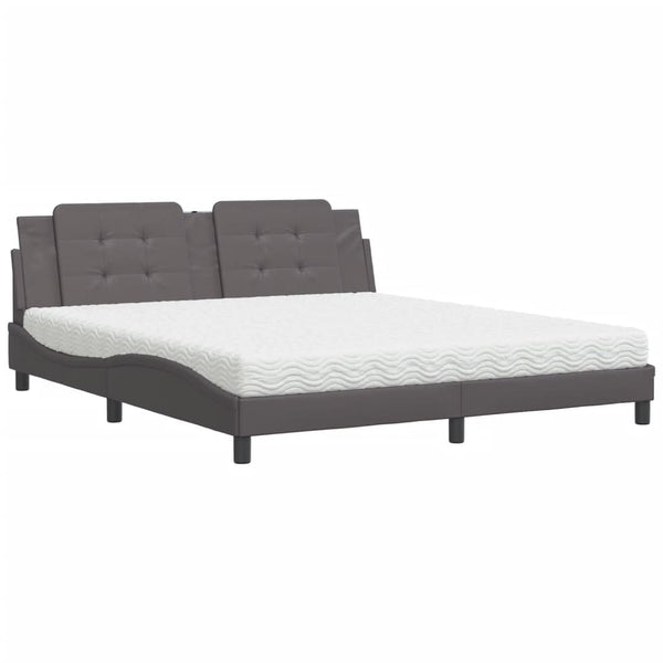 vidaXL Lit avec matelas "Zadar" Gris 180x200 cm Similicuir