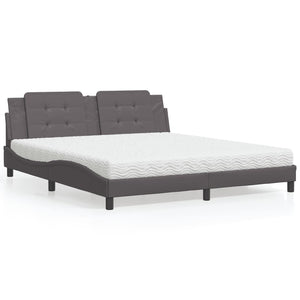 vidaXL Lit avec matelas "Zadar" Gris 180x200 cm Similicuir