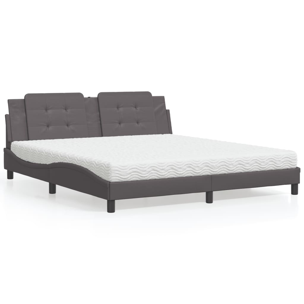 vidaXL Lit avec matelas "Zadar" Gris 180x200 cm Similicuir